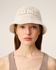 Beige Knit Ami Patch Bucket Hat