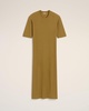 Mustard Cotton Short Sleeve Midi Dress
