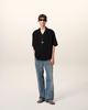 Black Cotton Camp Collar Short Sleeves Shirt