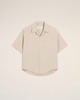 Beige Cotton Camp Collar Short Sleeves Shirt