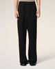 Black Wool Straight Fit Elasticated Trousers