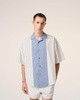 White And Blue Cotton Short Sleeve Boxy Shirt