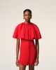 Red Wool Shirt Dress With Ruff