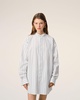 White And Blue Cotton Wingtip Collar Oversized Shirt