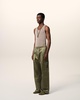 Green Cotton Satin Zipped Cargo Trousers