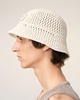 Beige Knit Ami Patch Bucket Hat