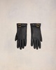 Black Leather Strap Detail Gloves