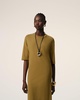 Mustard Cotton Short Sleeve Midi Dress