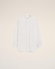 White And Blue Cotton Wingtip Collar Oversized Shirt