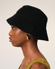 Black Knit Ami Patch Bucket Hat