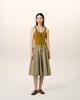 Green Cotton Midi Skirt With Godets