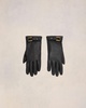 Black Leather Strap Detail Gloves
