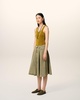 Green Cotton Midi Skirt With Godets
