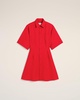 Red Wool Short Sleeve Shirt Dress