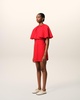 Red Wool Shirt Dress With Ruff