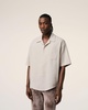 Beige Cotton Camp Collar Short Sleeves Shirt