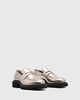 AllSaints Lola leather loafers in gunmetal