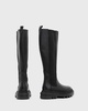 AllSaints Monica leather calf boots in black