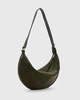 AllSaints suede half moon shoulder bag in green