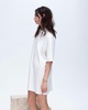 Heavyweight Jersey Mixed Media Short Sleeve Polo Dress Vintage Wash - White