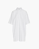Heavyweight Jersey Mixed Media Short Sleeve Polo Dress Vintage Wash - White