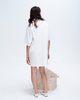Heavyweight Jersey Mixed Media Short Sleeve Polo Dress Vintage Wash - White