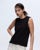 Slub Jersey Sleeveless Schoolboy Tee - Black