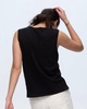 Slub Jersey Sleeveless Schoolboy Tee - Black