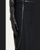 Long Trouser Skirt with Skinny Leather Belt