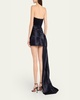 Strapless Corset Satin Mini Dress with Draped Panel