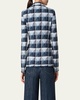 Rhombus Jacquard Denim Blazer with Double Breast Illusion
