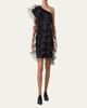 Tiered Diagonal Crinoline Ruffles One-Shoulder Mini Dress