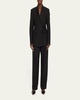 Pleated Straight Wool Trousers
