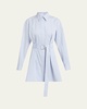 Violan Stripe Belted Poplin Mini Dress