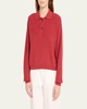 Cotton Rib-Knit Long-Sleeve Polo Sweater