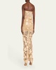 Jasmine Embroidered Strapless Column Gown