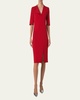 Elbow Sleeve Sheath Wool Dress