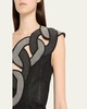 Chain Cutout One-Shoulder Denim Crop Top