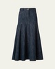 Cotton Wool Denim Midi Skirt