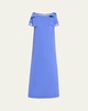 Crystal-Trim Boatneck Column Gown With Shoulder Bows