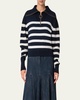 Stripe Maxi Collar Cotton Knit Sweater