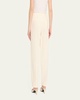 Pleated Cady Straight-Leg Tuxedo Trousers