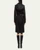 Mixed-Media Hooded Cashmere Coat
