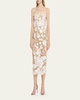 Jasmine Strapless Floral Applique Midi Dress