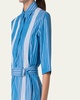 Striped Cotton Poplin Belted Short-Sleeve Shirtdress