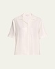 Sequined Short Sleeve Button Up Top