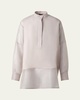 Mixed-Media Linen Toile Striped Organza Tunic Blouse