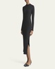 Ribbed Long-Sleeve Midi Dress