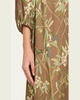Puff-Sleeve Printed Linen Maxi Dress