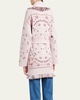 Jacquard Bandana Fringe Belted Cashmere Cardigan, Pink